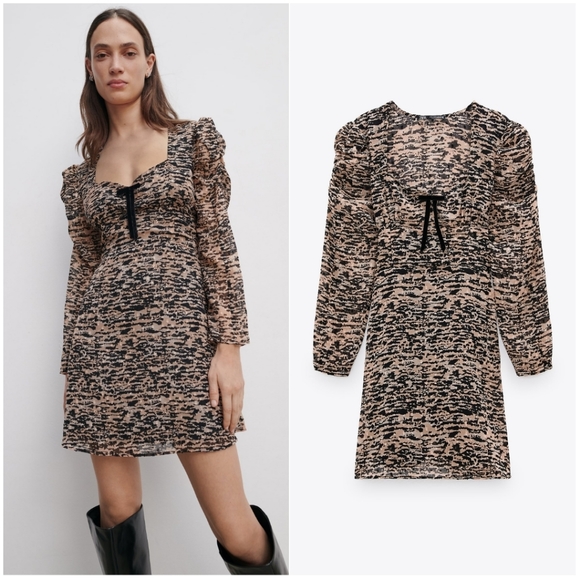 NWT ZARA | Animal Print Mini Dress - Picture 1 of 7